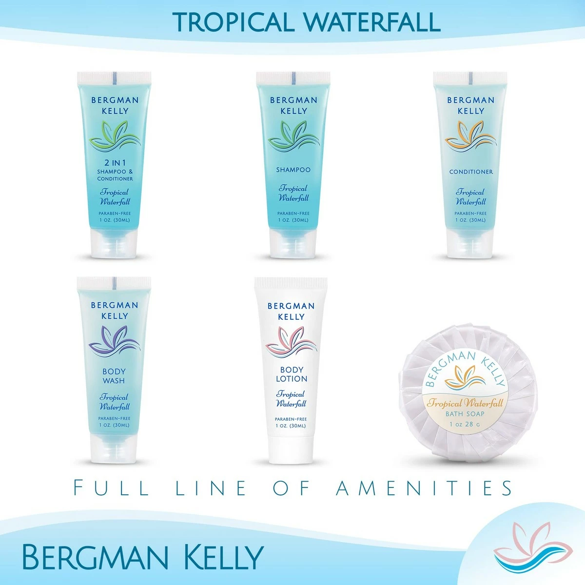 BERGMAN KELLY Round Soap Bars, 2in1 Shampoo & Conditioner 2-Piece Set (Tropical Waterfall, 1 Oz Each, 100 Pc), Delight Your Guests With Revitalizing & Refreshing Sanitary Toiletries & Hotel Amenities 6 BERGMAN KELLY Round Soap Bars, 2in1 Shampoo & Conditioner 2-Piece Set (Tropical Waterfall, 1 Oz Each, 100 Pc), Delight Your Guests With Revitalizing & Refreshing Sanitary Toiletries & Hotel Amenities - Image 4