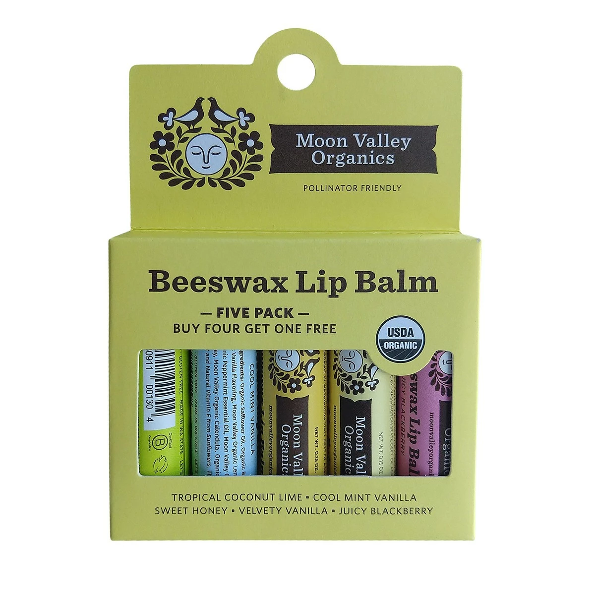 Moon Valley Organics Organic Beeswax Lip Balm (5 Pack) 3 Moon Valley Organics Organic Beeswax Lip Balm (5 Pack)
