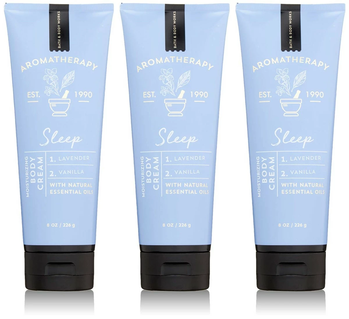 Bath & Body Works Aromatherapy Sleep Lavender + Vanilla Body Cream With Natural Essential Oils, 8 Oz Each - 3 Pack 3 Bath & Body Works Aromatherapy Sleep Lavender + Vanilla Body Cream With Natural Essential Oils, 8 Oz Each - 3 Pack