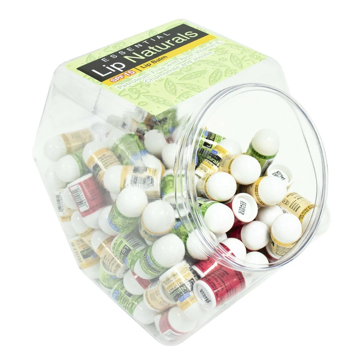 Lip Naturals | Assorted SPF 15 Mini Lip Balm With Fishbowl – Includes Tea Tree Mint, Vanilla Bean And Bing Cherry - 120 Count 3 Lip Naturals | Assorted SPF 15 Mini Lip Balm With Fishbowl – Includes Tea Tree Mint, Vanilla Bean And Bing Cherry - 120 Count
