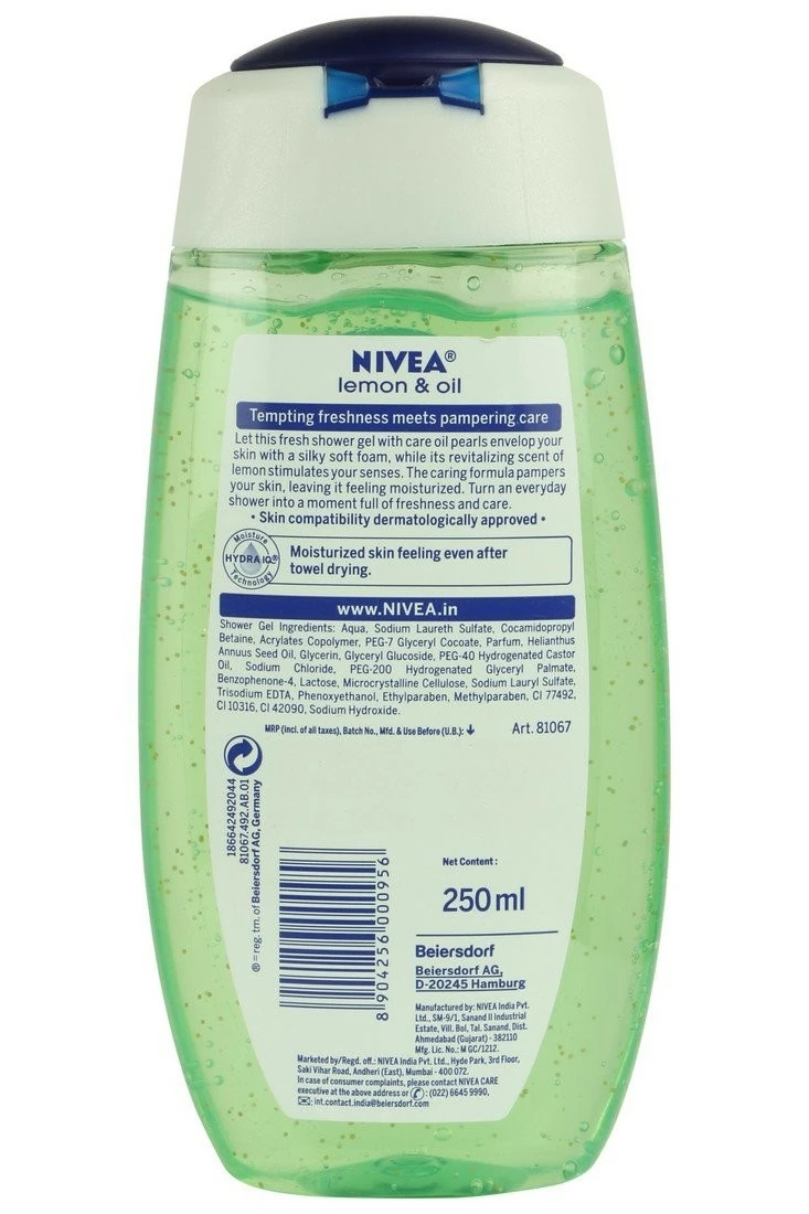 Nivea Bath Care Lemon And Oil Shower Gel, 250ml 4 Nivea Bath Care Lemon And Oil Shower Gel, 250ml - Image 2