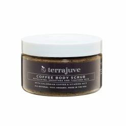 Coffee Body Scrub Exfoliator For Cellulite By Terrajuve, Exfoliates, Smoothes, And Tightens Skin, With Colombian Coffe Beans, Shea Butter, And Hempseed Oil, Pure, Organic, All Natural, Made In USA