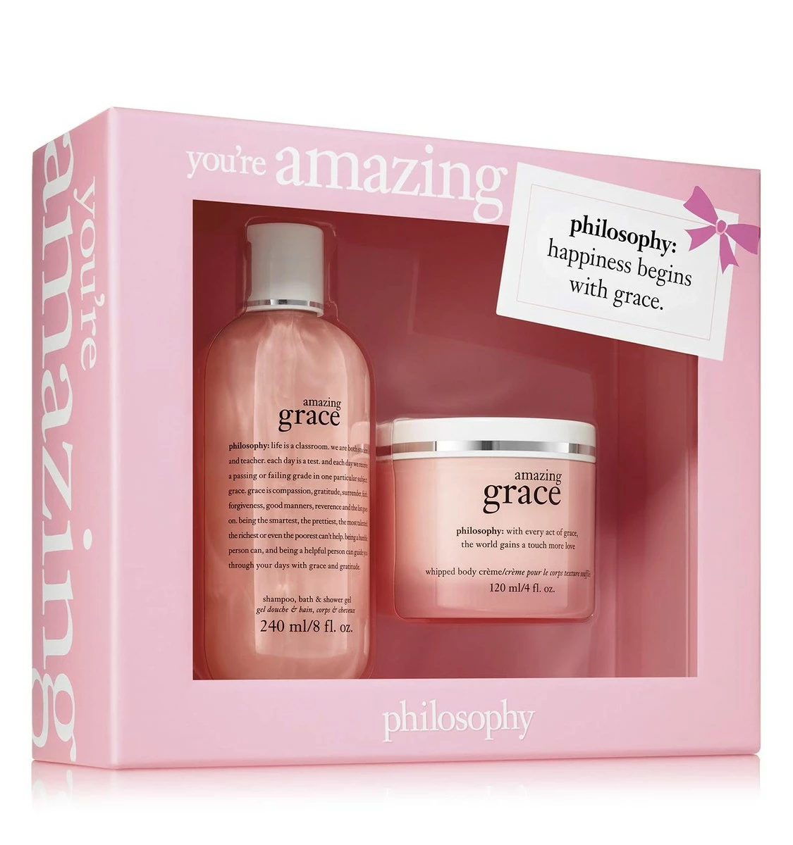 Philosophy You're Amazing Gift Set - 2 Piece Set Amazing Grace 8oz Shampoo, Bath & Shower Gel And 4oz Amazing Grace Whipped Body Creme, 12 Oz 3 Philosophy You're Amazing Gift Set - 2 Piece Set Amazing Grace 8oz Shampoo, Bath & Shower Gel And 4oz Amazing Grace Whipped Body Creme, 12 Oz