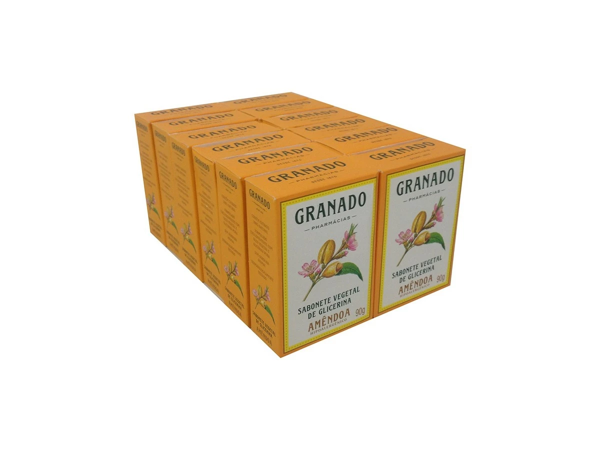 Linha Glicerina Granado - Sabonete Em Barra Vegetal Amendoa (12 X 90 Gr) - (Granado Glycerin Collection - Vegetable Bar Soap Almond (12 X Net 3.2 Oz)) 4 Linha Glicerina Granado - Sabonete Em Barra Vegetal Amendoa (12 X 90 Gr) - (Granado Glycerin Collection - Vegetable Bar Soap Almond (12 X Net 3.2 Oz)) - Image 2