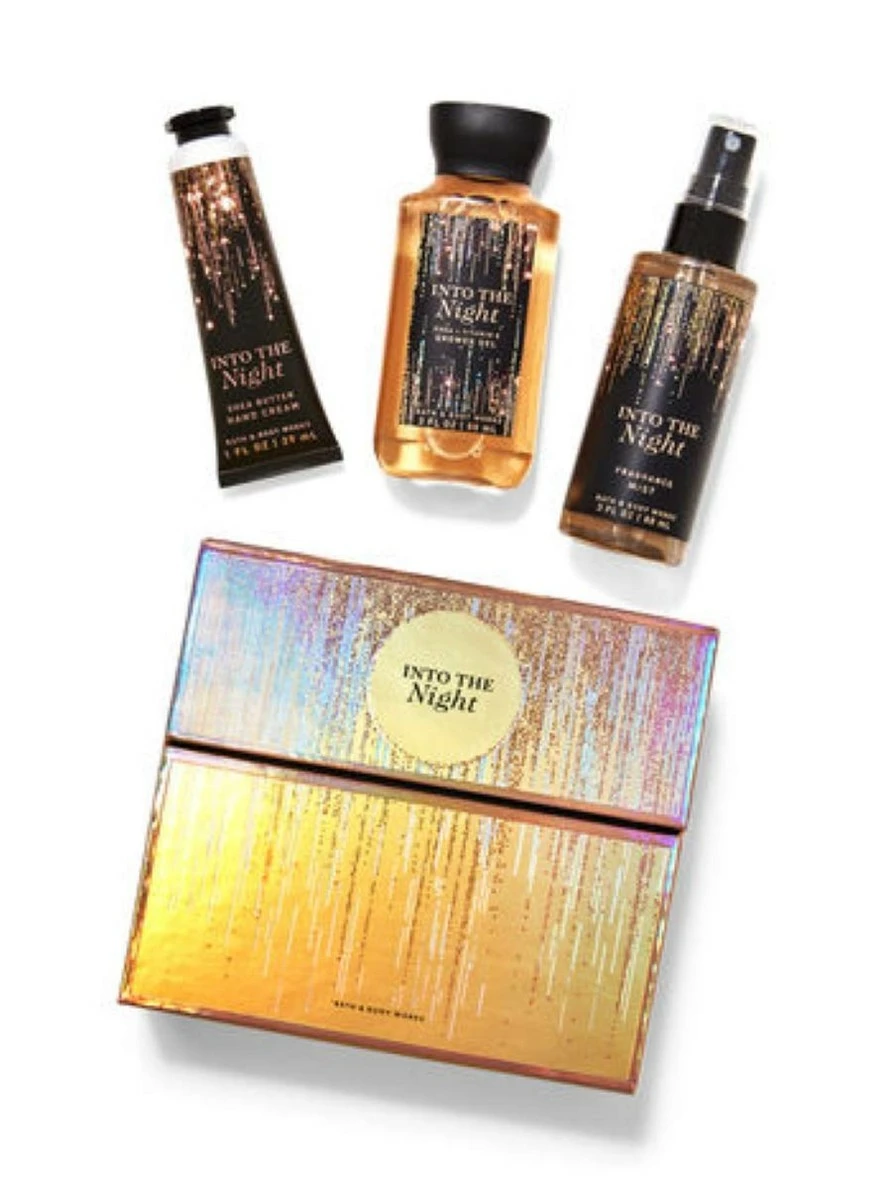 B & Body Works Bath And Body Works INTO THE NIGHT Mini Gift Box Set Travel Size Arranged In A Festive Gift Box. 3 B & Body Works Bath And Body Works INTO THE NIGHT Mini Gift Box Set Travel Size Arranged In A Festive Gift Box.