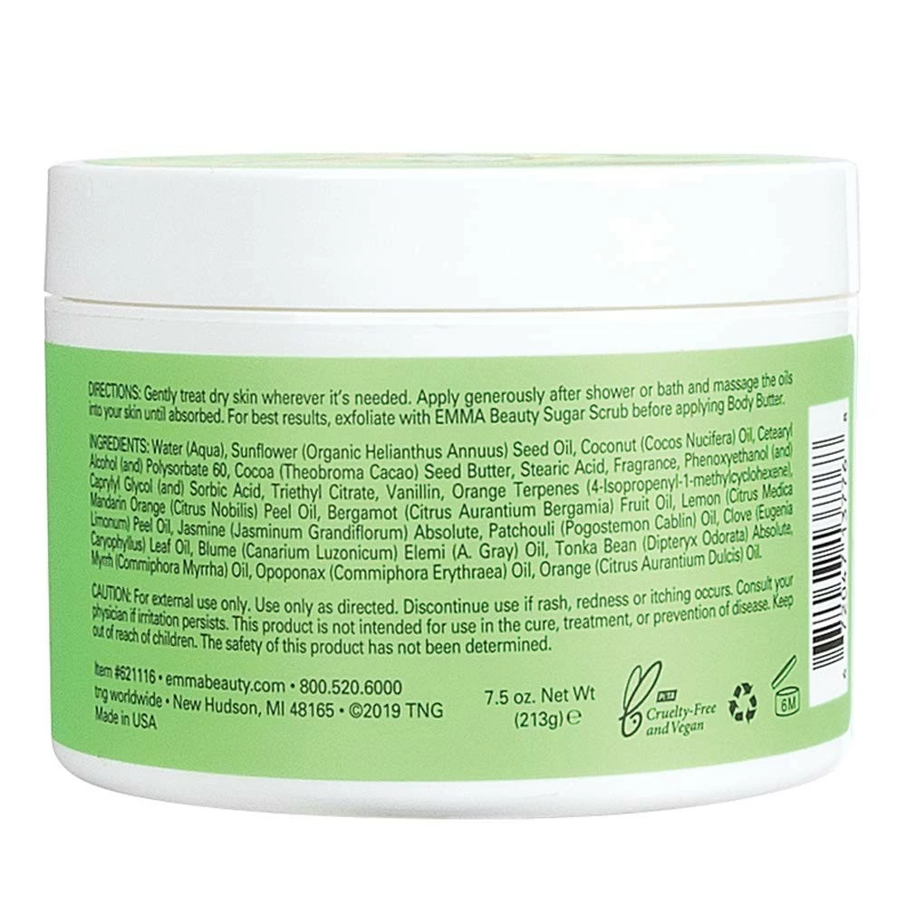EMMA Beauty Whipped Body Butter For Dry Skin, Ultra-Hydrating, 100% Vegan & Cruelty-Free, Jasmine Vanilla, 7.5 Ounces 5 EMMA Beauty Whipped Body Butter For Dry Skin, Ultra-Hydrating, 100% Vegan & Cruelty-Free, Jasmine Vanilla, 7.5 Ounces - Image 3