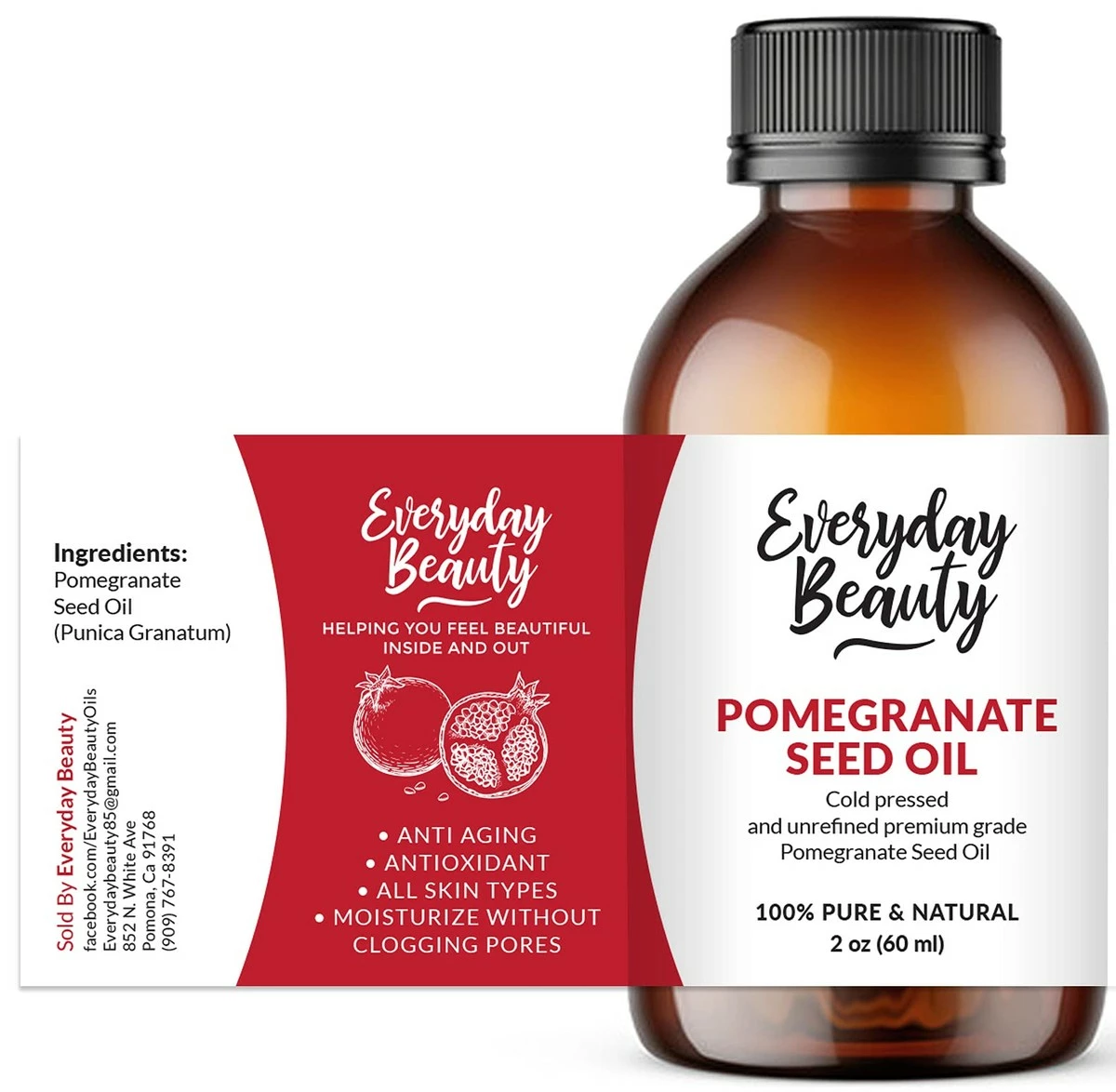 Everyday Beauty Helping You Feel Beautiful Inside And Out Store Pomegranate Seed Oil - 2oz - 100% Pure & Natural Cold Pressed And Unrefined Premium Grade Moisturizing Oil For Face, Skin And Hair 3 Everyday Beauty Helping You Feel Beautiful Inside And Out Store Pomegranate Seed Oil - 2oz - 100% Pure & Natural Cold Pressed And Unrefined Premium Grade Moisturizing Oil For Face, Skin And Hair