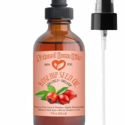 Natural Born Oils SALE! 4oz Rosehip Seed Oil, 100% Pure And Natural, Cold-Pressed, Unrefined, Organic Moisturizer For Skin And Hair - Includes Pump & Dropper