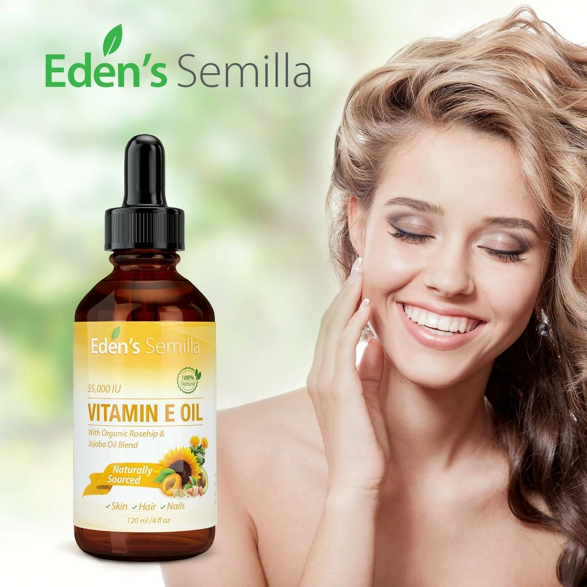 Eden's Semilla 100% Plant Extract Vitamin E Oil 35,000 IU + Organic Rosehip & Jojoba Blend - 4 OZ Bottle. FAST Absorbing Skin Protection For Face & Body. Pure Ingredients - Ideal For Sensitive Skin - Use Daily 6 Eden's Semilla 100% Plant Extract Vitamin E Oil 35,000 IU + Organic Rosehip & Jojoba Blend - 4 OZ Bottle. FAST Absorbing Skin Protection For Face & Body. Pure Ingredients - Ideal For Sensitive Skin - Use Daily - Image 4