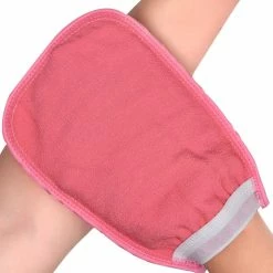 NACOLUS Gentle Soothing Exfoliating Washcloth 100% Plant Fiber Deep Exfoliating Mitt,Two-sided Use Skin Exfoliator For Body,Dead Skin Exfoliating Gloves For Softer & Smoother Skin Chemical Free ,Pink
