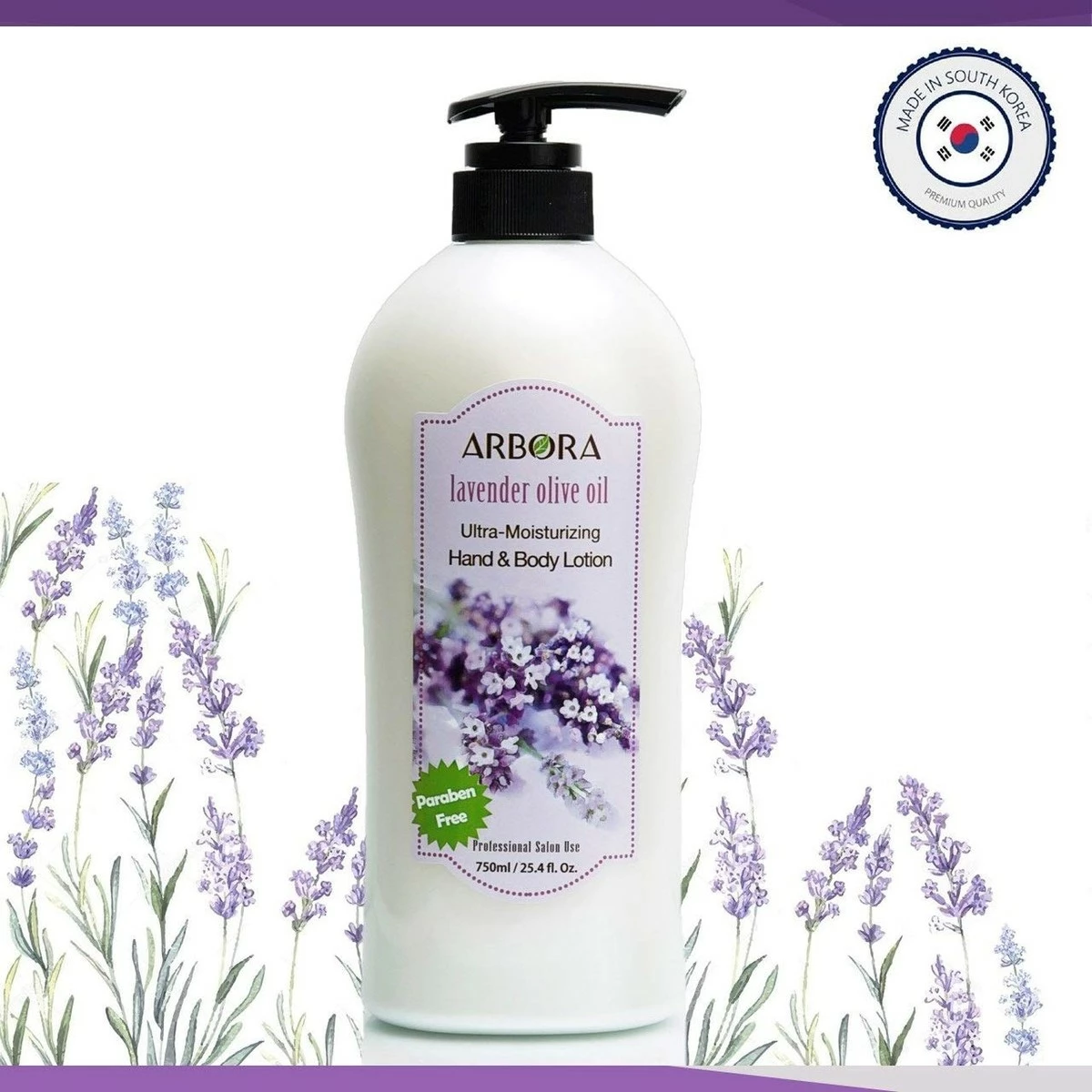 ARBORA Hand & Body Lotion LAVENDER OLIVE 25.4OZ/750ML Paraben Free Natural Ultra-Moisturizing, Professional Massage Lotion Original From Korea 6 ARBORA Hand & Body Lotion LAVENDER OLIVE 25.4OZ/750ML Paraben Free Natural Ultra-Moisturizing, Professional Massage Lotion Original From Korea - Image 4