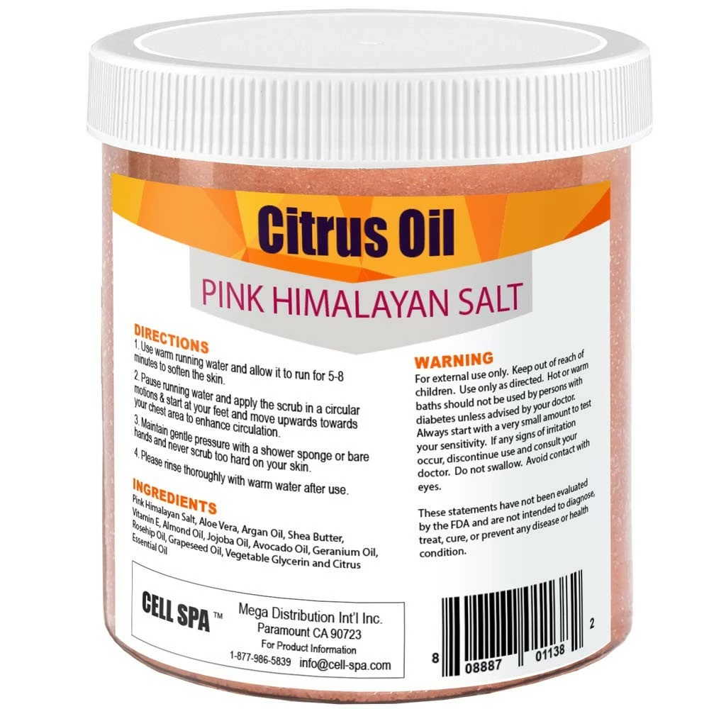 Cell Spa 16 Oz Exfoliating Citrus Oil Infused With Organic Essential Oils Body & Foot Scrub With Pink Himalayan Salt For Skin Care, Natural Anti-Cellulite, Acne, Foot Soak, Stretch Marks Wrinkles & Scars 8 Cell Spa 16 Oz Exfoliating Citrus Oil Infused With Organic Essential Oils Body & Foot Scrub With Pink Himalayan Salt For Skin Care, Natural Anti-Cellulite, Acne, Foot Soak, Stretch Marks Wrinkles & Scars - Image 6