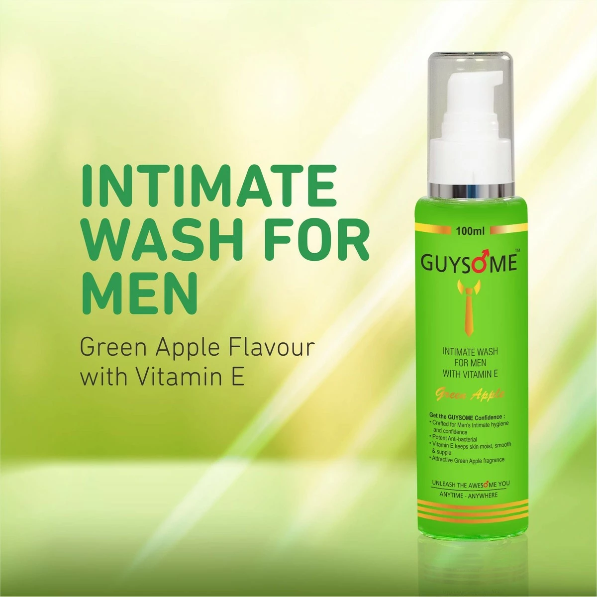 GUYSOME Intimate Wash For Men, Daily Hygiene Wash For Male Genital Area Care, PH Balance For Sensitive Skin With Vitamin E & Sea Buckthorn 3.38 FL Oz 100ML (Apple) 4 GUYSOME Intimate Wash For Men, Daily Hygiene Wash For Male Genital Area Care, PH Balance For Sensitive Skin With Vitamin E & Sea Buckthorn 3.38 FL Oz 100ML (Apple) - Image 2