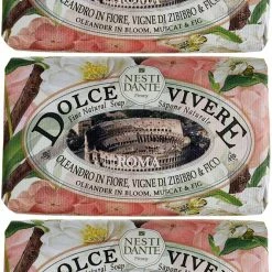 Saponeria Nesti Firenze:"Roma" Perfumed Fine Natural Soap,"Dolce Vivere" Line 8.8 Ounces (250g) Packages (Pack Of 3) [ Italian Import ]
