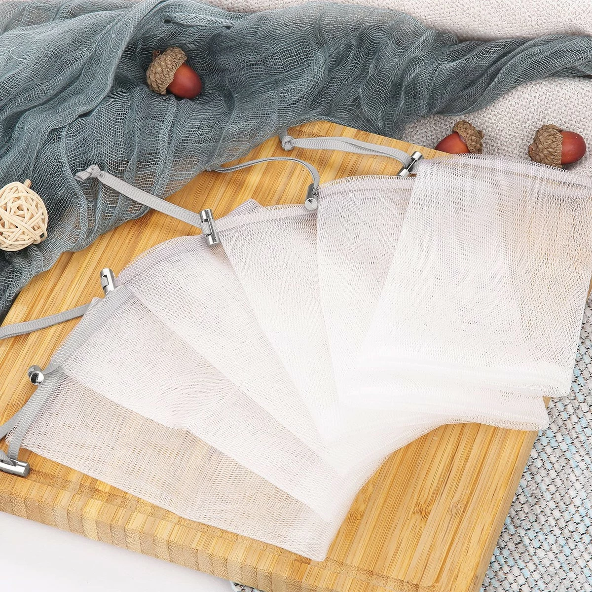 Cobahom Store Cobahom 6 Pcs Mesh Soap Bag Mesh Foaming Net Soap Sack Bags Soap Handmade Soap Bubble Mesh Net Bags With Drawstring For Bath & Shower (Gray) 9 Cobahom Store Cobahom 6 Pcs Mesh Soap Bag Mesh Foaming Net Soap Sack Bags Soap Handmade Soap Bubble Mesh Net Bags With Drawstring For Bath & Shower (Gray) - Image 7