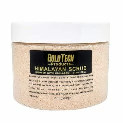 GoldTech Products Himalayan Scrub Infused With Collagen And Stem Cells - Natural Body Scrub Exfoliator Great For Acne, Cellulite, Wrinkles, Scars - Deep Cleansing, And Moisturizing 12 OZ
