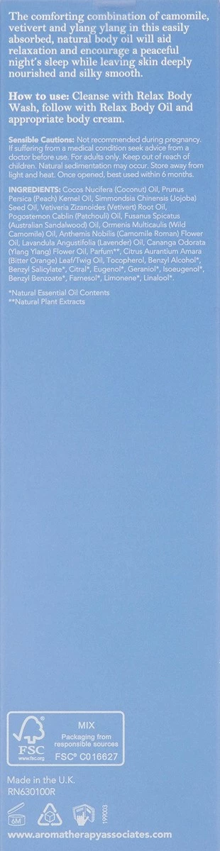 Aromatherapy Associates Relax Body Oil 3.4Floz. High Concentration Of Finest Essential Oils Of Vetiver, Camomile And Ylang Ylang Work To Combat An Overactive Mind. Instantly Absorbed. Silky Smooth. 5 Aromatherapy Associates Relax Body Oil 3.4Floz. High Concentration Of Finest Essential Oils Of Vetiver, Camomile And Ylang Ylang Work To Combat An Overactive Mind. Instantly Absorbed. Silky Smooth. - Image 3