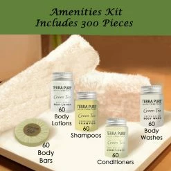 Terra Pure Hotel Soaps And Toiletries Bulk Set | 1-Shoppe All-In-Kit Amenities For Hotels | 1oz Hotel Shampoo & Conditioner, Body Wash, Body Lotion & 1.25oz Bar Soap Travel Size | 300 Pieces -Moisturizers Sales 681glf3bynpslzdt6xzkdzpldy7n