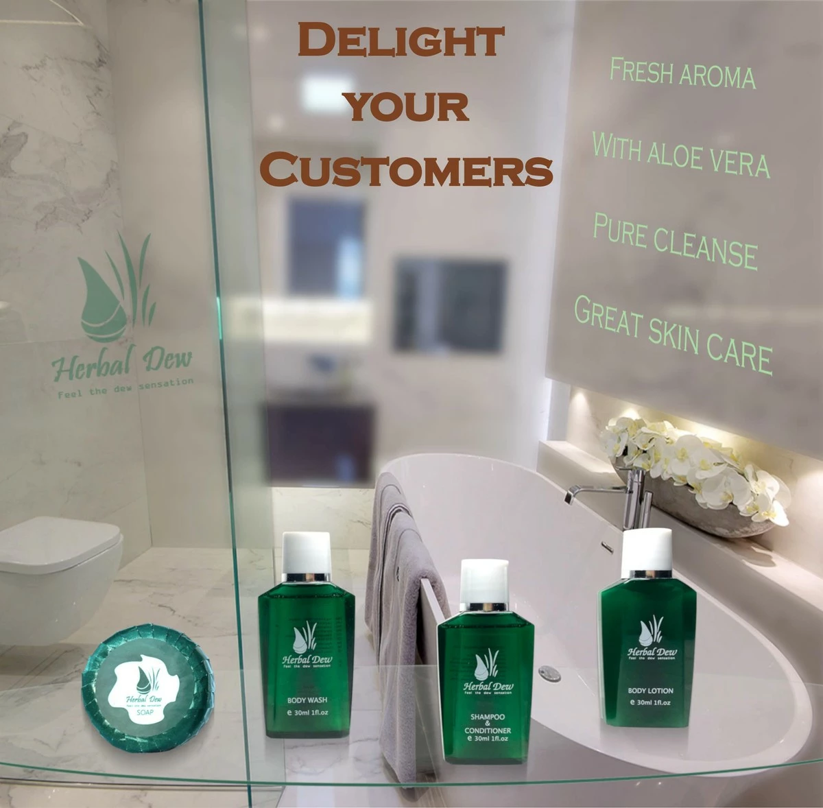 Herbal Dew Hotel Amenities And Travel Size Toiletries Sets: Shampoo & C., Body Wash, Body Lotion And Bar Soap, Aloe & Mint Fragrance, 20 Sets=80 Pcs 4 Herbal Dew Hotel Amenities And Travel Size Toiletries Sets: Shampoo & C., Body Wash, Body Lotion And Bar Soap, Aloe & Mint Fragrance, 20 Sets=80 Pcs - Image 2