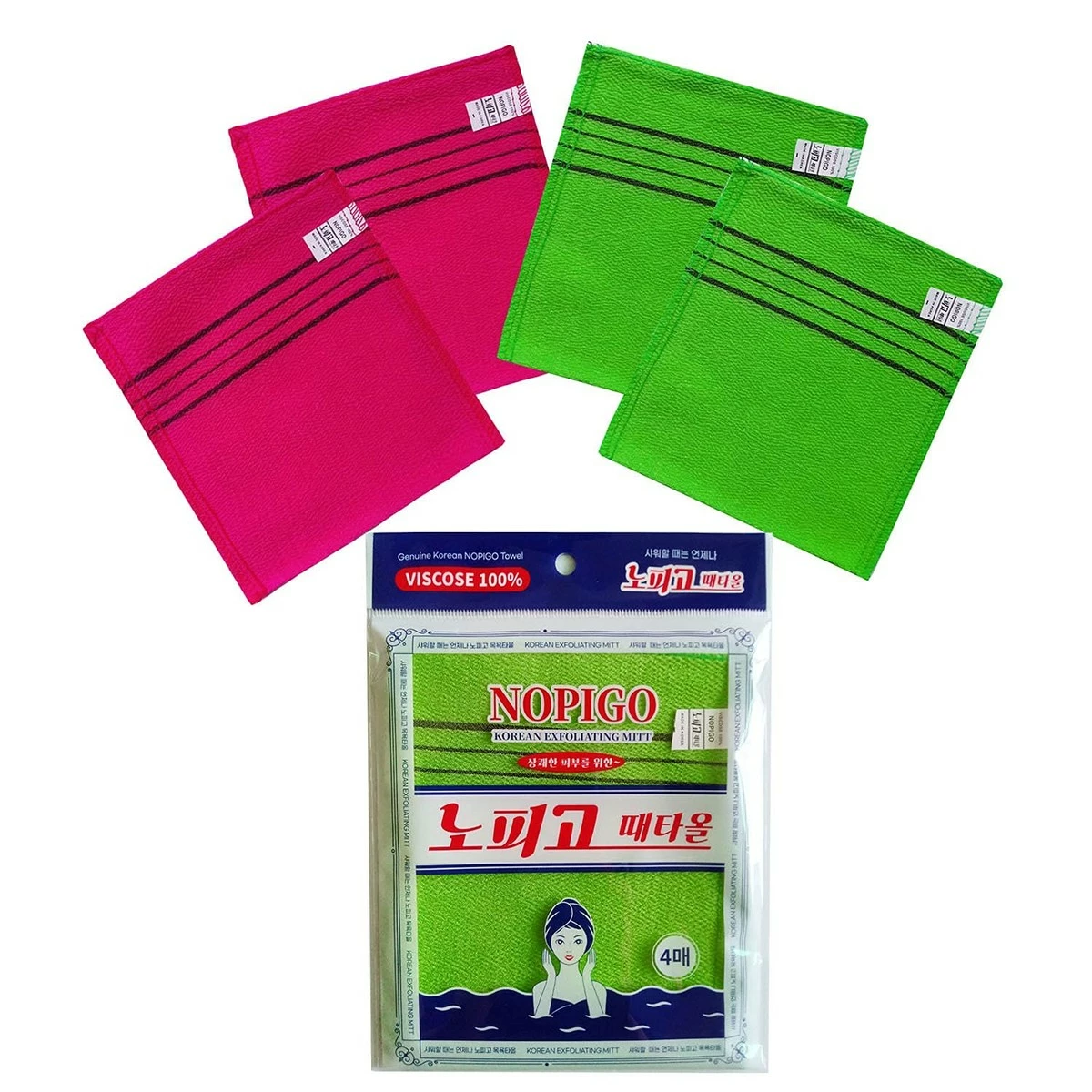 NOPIGO The Original Korean Exfoliating Mitt Body Scrub Green(2) & Red (2) -4 Pack 9 NOPIGO The Original Korean Exfoliating Mitt Body Scrub Green(2) & Red (2) -4 Pack - Image 7
