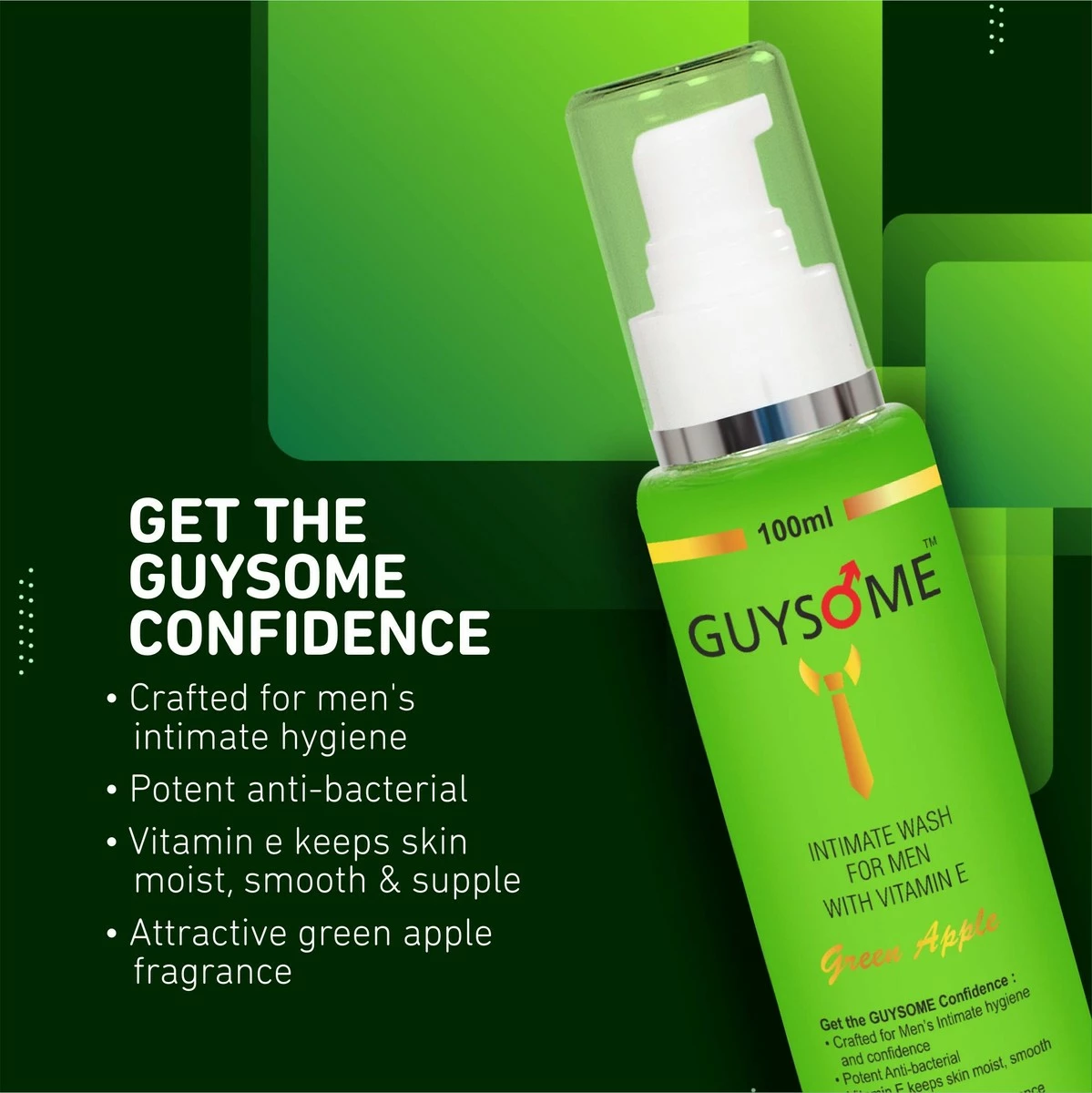 GUYSOME Intimate Wash For Men, Daily Hygiene Wash For Male Genital Area Care, PH Balance For Sensitive Skin With Vitamin E & Sea Buckthorn 3.38 FL Oz 100ML (Apple) 6 GUYSOME Intimate Wash For Men, Daily Hygiene Wash For Male Genital Area Care, PH Balance For Sensitive Skin With Vitamin E & Sea Buckthorn 3.38 FL Oz 100ML (Apple) - Image 4