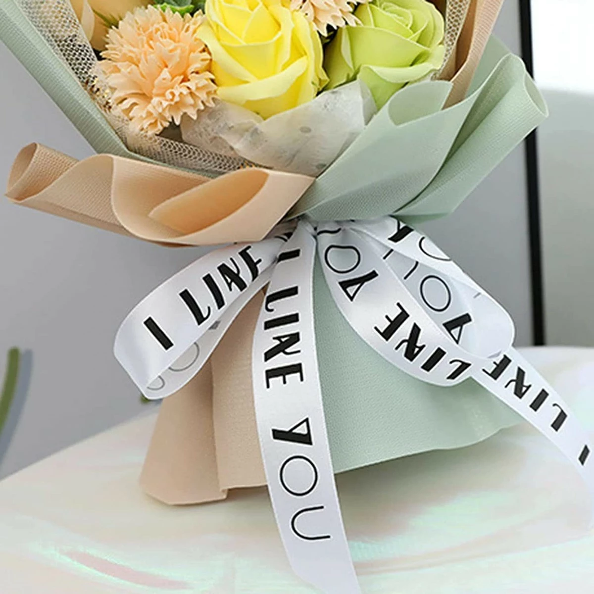 FRECI Artificial Soap Flower Bath Soap Rose Flower Scented Soap Bouquet For Mother Valentine's Day Party Wedding Decoration - Green 7 FRECI Artificial Soap Flower Bath Soap Rose Flower Scented Soap Bouquet For Mother Valentine's Day Party Wedding Decoration - Green - Image 5