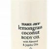 Trader Joe's Lemongrass Coconut Body Oil With Almond And Jojoba Oils 4.8 FL OZ (143 Ml) - 2 PACK