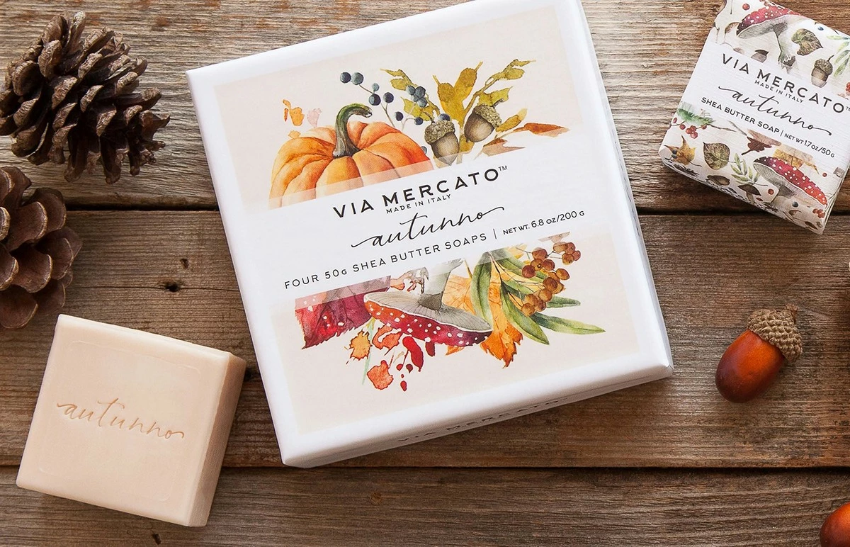 Via Mercato Natale Shea Butter Soap Boutique Luxury Gift Box (Set Of 4, 50g Each) - Autunno 9 Via Mercato Natale Shea Butter Soap Boutique Luxury Gift Box (Set Of 4, 50g Each) - Autunno - Image 7