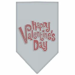 Mirage Pet Products Happy Valentines Day Rhinestone Bandana, Grey, Small