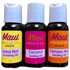 Island Essence Maui Miracle Oil Hawaii (3 Pack 1 Ounce Each, Coconut, Tamanu & Kukui)