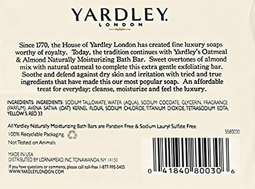 Yardley London Oatmeal And Almond Naturally Moisturizing Bath Bar, 4.25 Oz. (Pack Of 24) 6 Yardley London Oatmeal And Almond Naturally Moisturizing Bath Bar, 4.25 Oz. (Pack Of 24) - Image 4