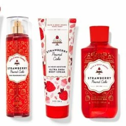 Bath & Body Works Skin Care Bundle Strawberry Pound Cake Wash Mist Cream Shower Gel And Lotion Full Size