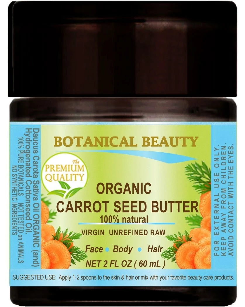 Botanical Beauty ORGANIC CARROT SEED OIL – BUTTER RAW. 100% Natural/VIRGIN/UNREFINED. 2 Fl Oz - 60 Ml. For Skin, Hair, Lip And Nail Care. 3 Botanical Beauty ORGANIC CARROT SEED OIL – BUTTER RAW. 100% Natural/VIRGIN/UNREFINED. 2 Fl Oz - 60 Ml. For Skin, Hair, Lip And Nail Care.