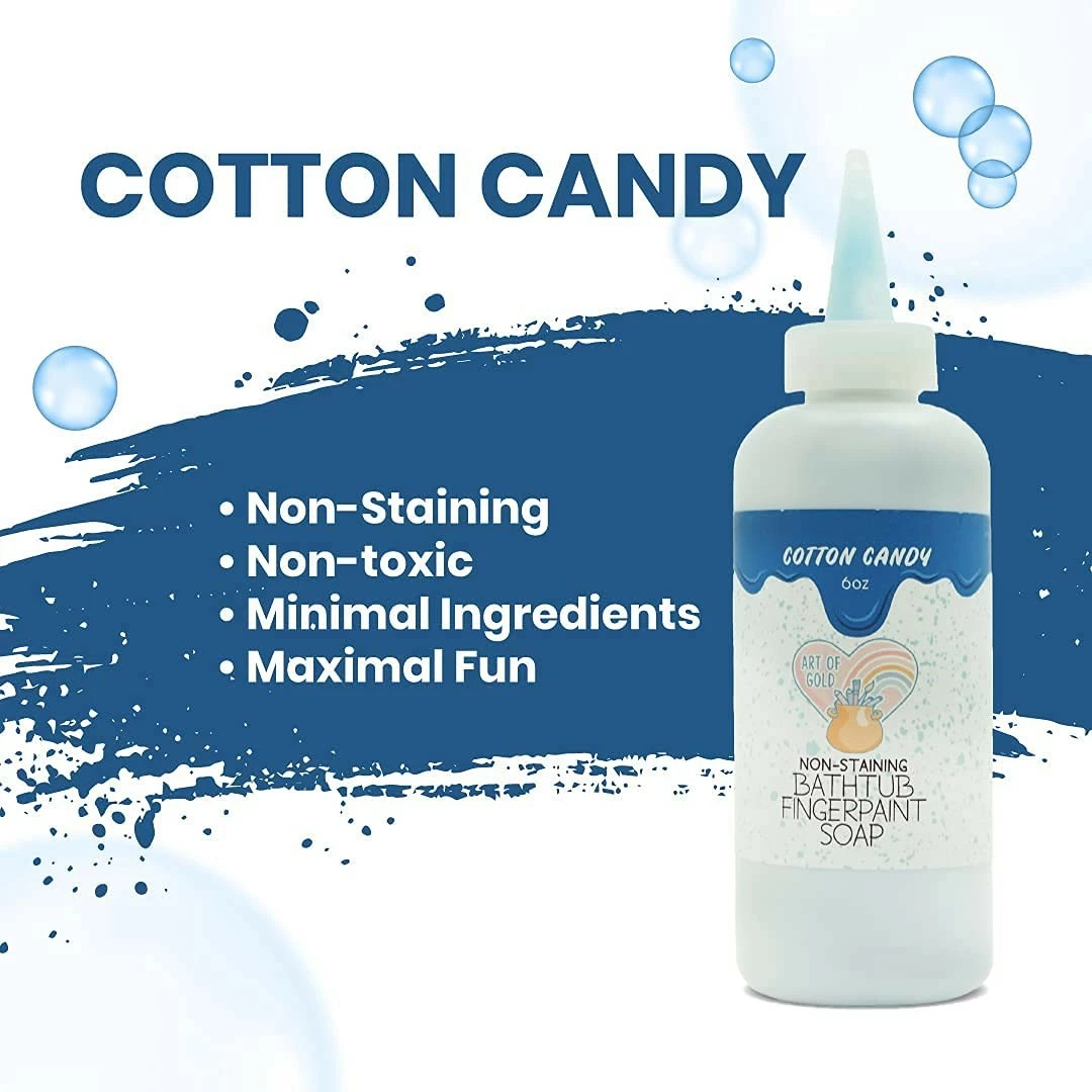 Art Of Gold Bathtub Finger Paint Soaps – Blue, Cotton Candy Scent, Non-Toxic, Non-Staining Kids Bath Soap For Non-Porous Surfaces, Aloe Juice, Skin-Friendly Paints For Toddlers 5 Art Of Gold Bathtub Finger Paint Soaps – Blue, Cotton Candy Scent, Non-Toxic, Non-Staining Kids Bath Soap For Non-Porous Surfaces, Aloe Juice, Skin-Friendly Paints For Toddlers - Image 3