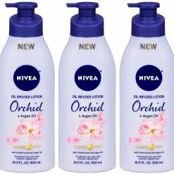 Nivea Oil Infused Body Lotion - Orchid & Argan Oil - Net Wt. 16.9 FL OZ (500 ML) Per Bottle - Pack Of 3 Bottles