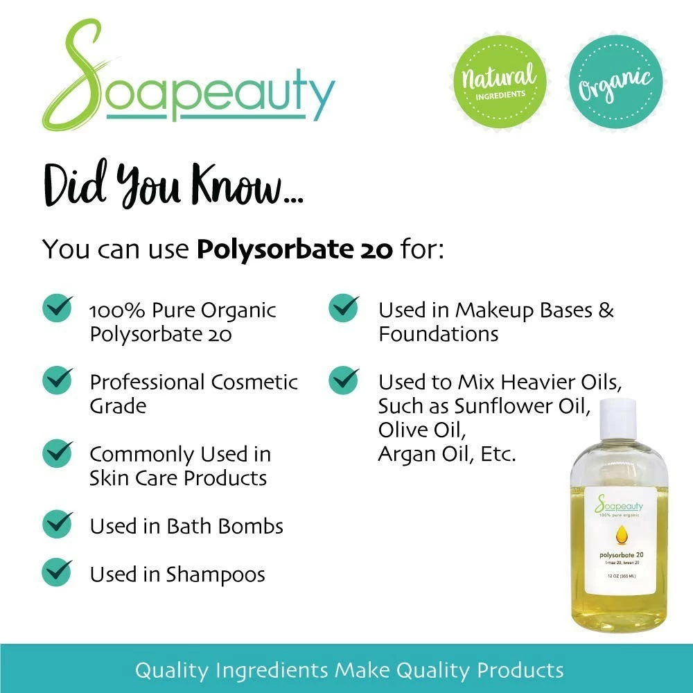 Soapeauty Store POLYSORBATE 20 T-MAZ 20 TWEEN 20 Surfactant Emulsifier 100% Pure (SIZE: 64 OZ) 6 Soapeauty Store POLYSORBATE 20 T-MAZ 20 TWEEN 20 Surfactant Emulsifier 100% Pure (SIZE: 64 OZ) - Image 4