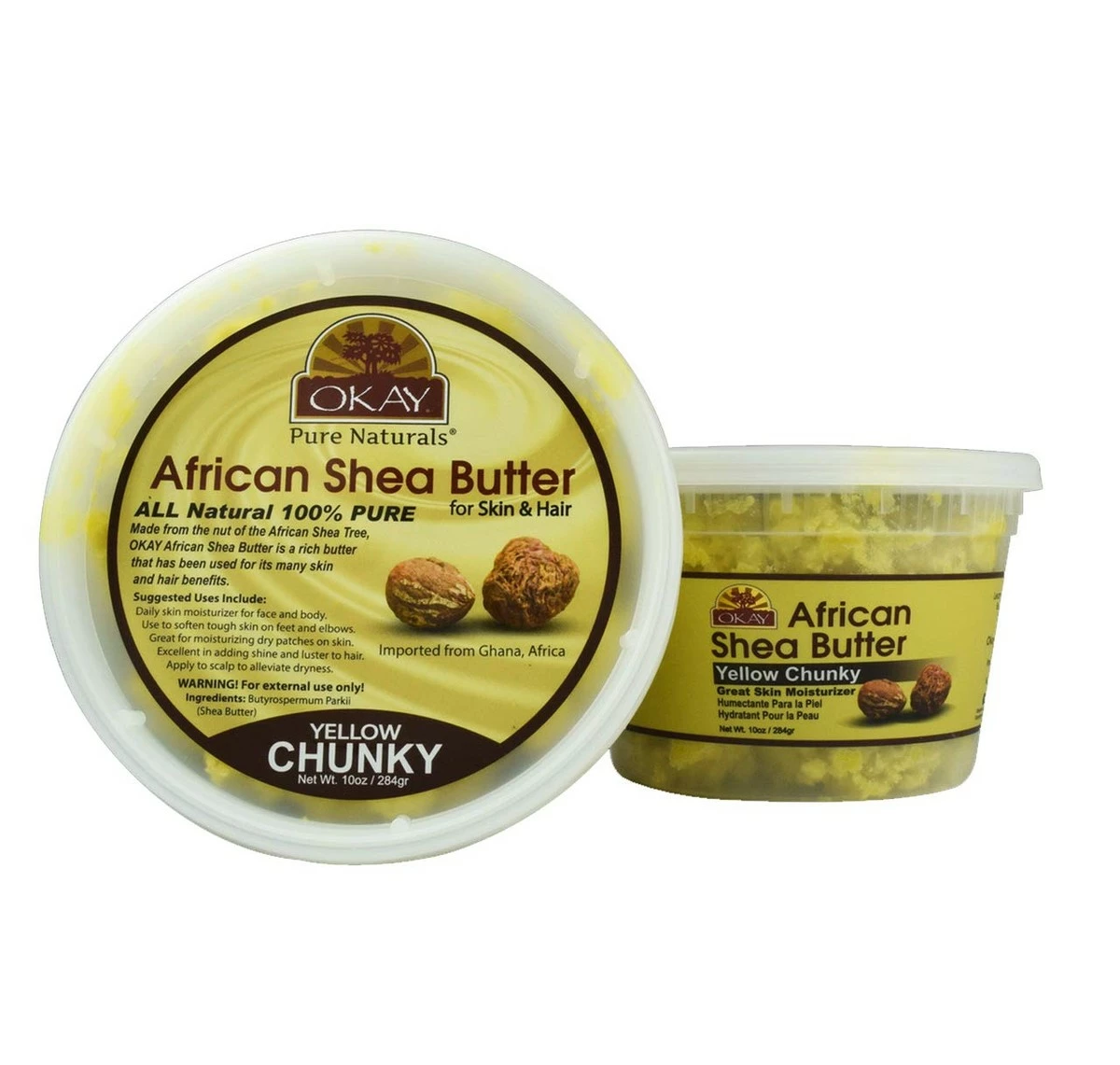 Okay Shea Butter Chunks Jar, Yellow, 10 Ounce 3 Okay Shea Butter Chunks Jar, Yellow, 10 Ounce
