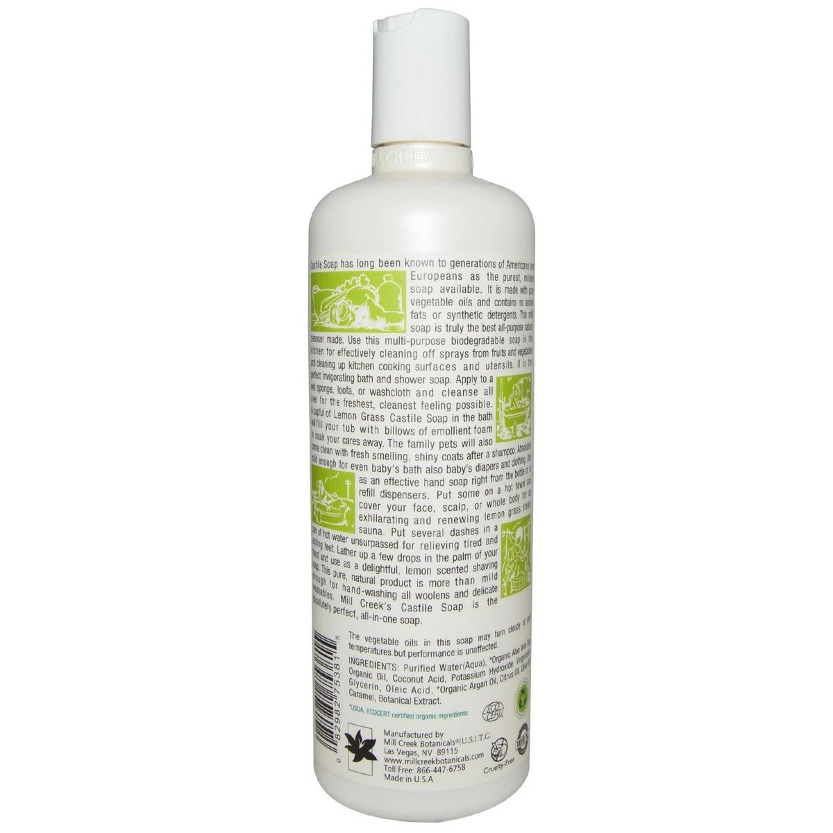 Mill Creek Castile Soap-Lemon Grass - 16 Fl.oz./473 Ml 4 Mill Creek Castile Soap-Lemon Grass - 16 Fl.oz./473 Ml - Image 2