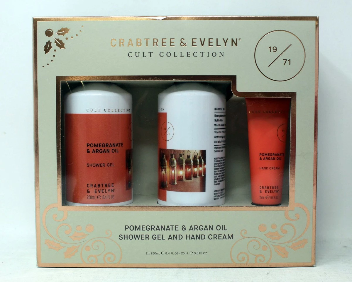 Crabtree & Evelyn Pomegranate & Argan Oil Shower Gel 8.4 FL OZ And Hand Cream .8 FL OZ 3-Pack Plus Micro Fiber Cleaning Cloth 3 Crabtree & Evelyn Pomegranate & Argan Oil Shower Gel 8.4 FL OZ And Hand Cream .8 FL OZ 3-Pack Plus Micro Fiber Cleaning Cloth