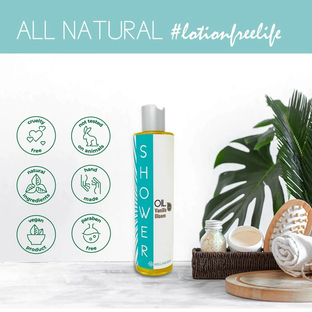 Wellaroma Body Shower Oil For Dry Skin, Moisture Locking In-Shower Body Oil Made With Organic Jojoba Oil, Organic Coconut Oil, Avocado Oil Scented With Therapeutic Essential Oils 5 Wellaroma Body Shower Oil For Dry Skin, Moisture Locking In-Shower Body Oil Made With Organic Jojoba Oil, Organic Coconut Oil, Avocado Oil Scented With Therapeutic Essential Oils - Image 3