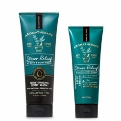 Bath And Body Works - Aromatherapy - Stress Relief - Eucalyptus Tea - Gift Set - Body Cream And Moisturizing Body Wash - Full Size -2019