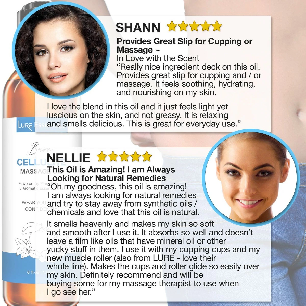 Lure Essentials Cellulite Massage Oil, All-Natural Ingredients For Cupping Massage. Helps Reduce Appearance Of Cellulite For Hips, Butt, Thighs 10 Lure Essentials Cellulite Massage Oil, All-Natural Ingredients For Cupping Massage. Helps Reduce Appearance Of Cellulite For Hips, Butt, Thighs - Image 8