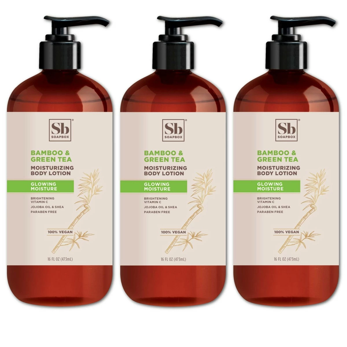 Soapbox Bamboo & Green Tea Moisturizing Body Lotion With Shea Butter & Jojoba Oil | Paraben Free, Cruelty Free, Vegan, Made In The USA (16oz, 3 Pack) 3 Soapbox Bamboo & Green Tea Moisturizing Body Lotion With Shea Butter & Jojoba Oil | Paraben Free, Cruelty Free, Vegan, Made In The USA (16oz, 3 Pack)