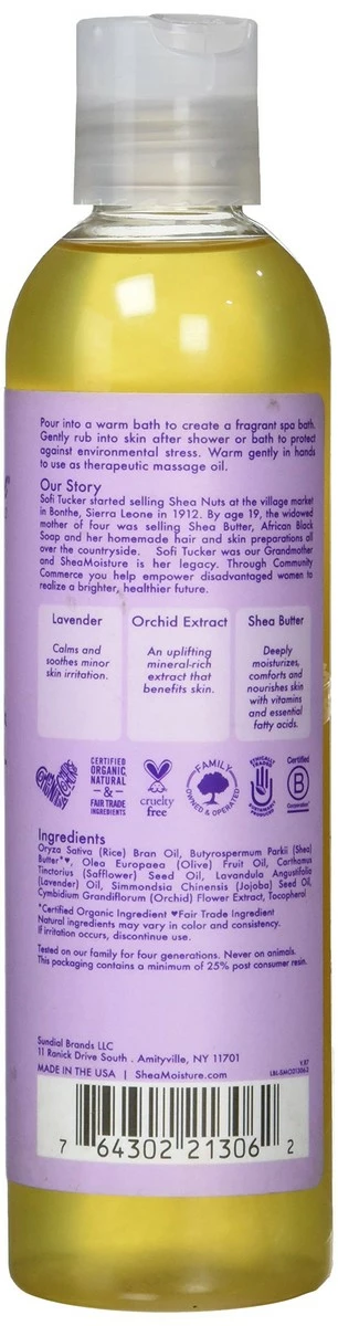 Shea Moisture Lavender & Wild Orchid Bath-Body & Massage Oil, 8 Ounce 4 Shea Moisture Lavender & Wild Orchid Bath-Body & Massage Oil, 8 Ounce - Image 2