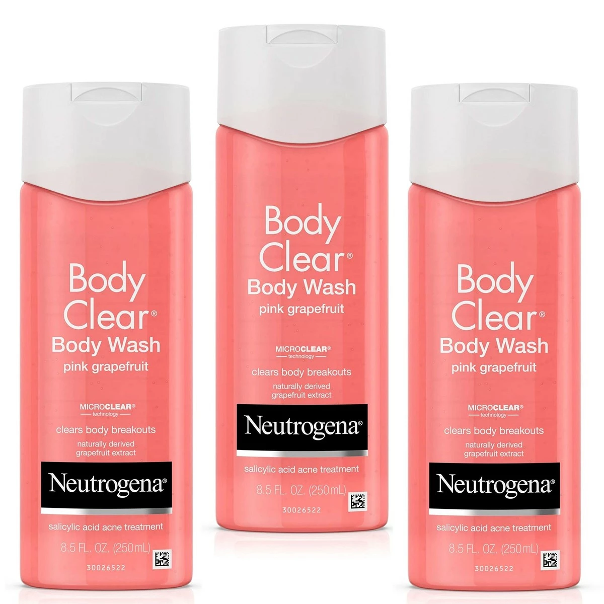 Neutrogena Body Clear Acne Treatment Body Wash With 2% Salicylic Acid Acne Medicine To Prevent Body Breakouts, Pink Grapefruit Shower Gel For Back, Chest & Shoulders, Vitamin C, 8.5 Fl. Oz (Pack Of 3) 3 Neutrogena Body Clear Acne Treatment Body Wash With 2% Salicylic Acid Acne Medicine To Prevent Body Breakouts, Pink Grapefruit Shower Gel For Back, Chest & Shoulders, Vitamin C, 8.5 Fl. Oz (Pack Of 3)