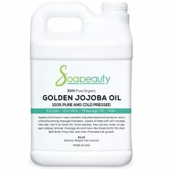 Soapeauty JOJOBA OIL Organic Cold Pressed Unrefined | 100% Pure Natural Golden Jojoba Oil | Carrier For Essential Oils, Moisturizer For Skin, Face & Hair, Massage, Soap Making | Sizes 4OZ To 1 GALLON | (64 OZ)