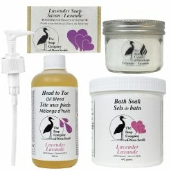 Choice Store Choice Lavender Essential Oil Natural Luxury Spa Pack | Face & Body Soap | Bath Soak | Massage Oil | Soy Non-GMO Candle | Vegan, Nut-free, Gluten-free | By The Soap Company Of Nova Scotia Ltd.