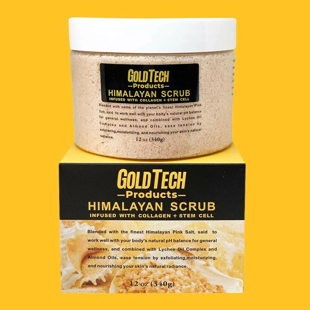 GoldTech Products Himalayan Scrub Infused With Collagen And Stem Cells - Natural Body Scrub Exfoliator Great For Acne, Cellulite, Wrinkles, Scars - Deep Cleansing, And Moisturizing 12 OZ 5 GoldTech Products Himalayan Scrub Infused With Collagen And Stem Cells - Natural Body Scrub Exfoliator Great For Acne, Cellulite, Wrinkles, Scars - Deep Cleansing, And Moisturizing 12 OZ - Image 3