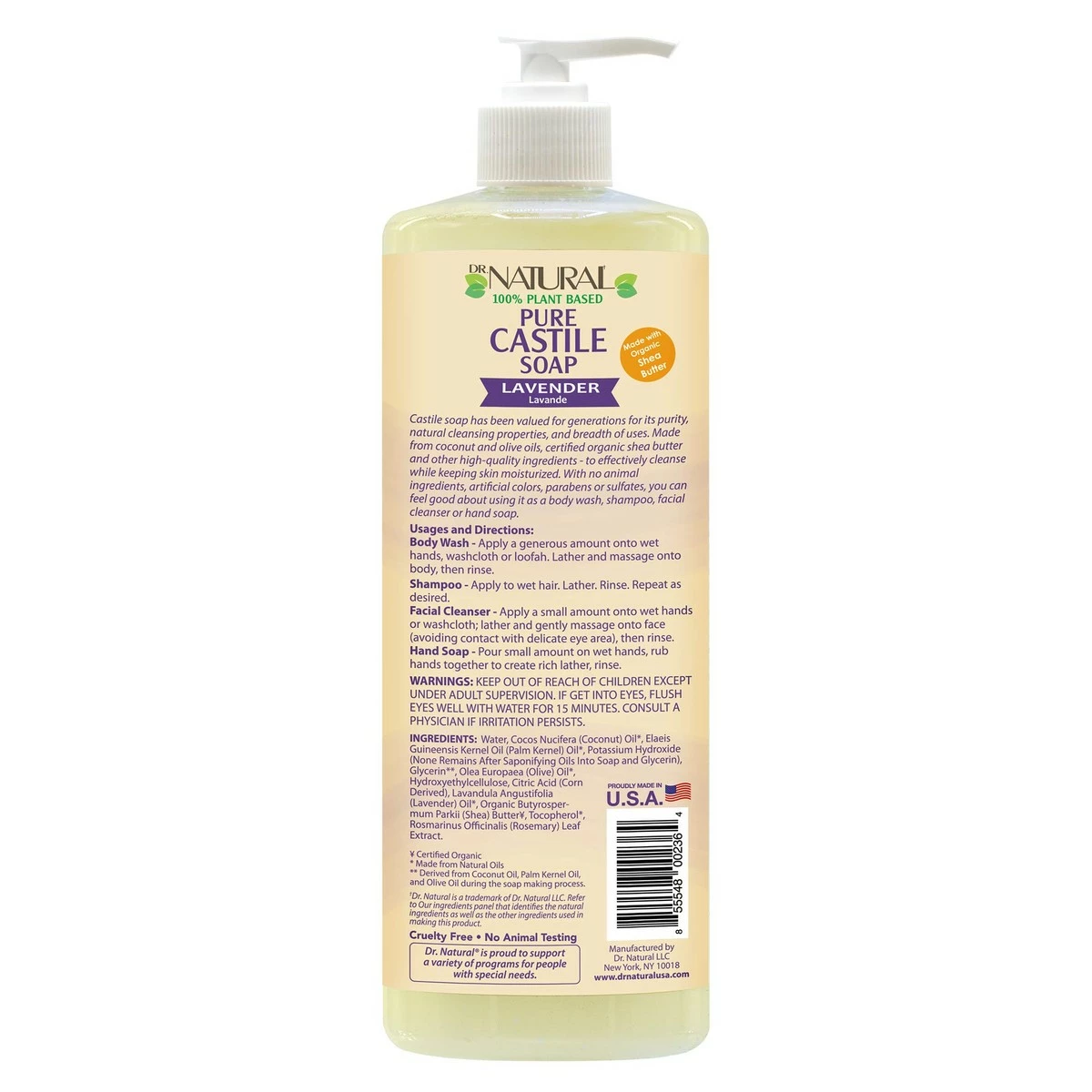 Dr. Natural’s Pure-Castile Liquid Soap - Lavender 32oz. - 6 Pack 5 Dr. Natural’s Pure-Castile Liquid Soap - Lavender 32oz. - 6 Pack - Image 3