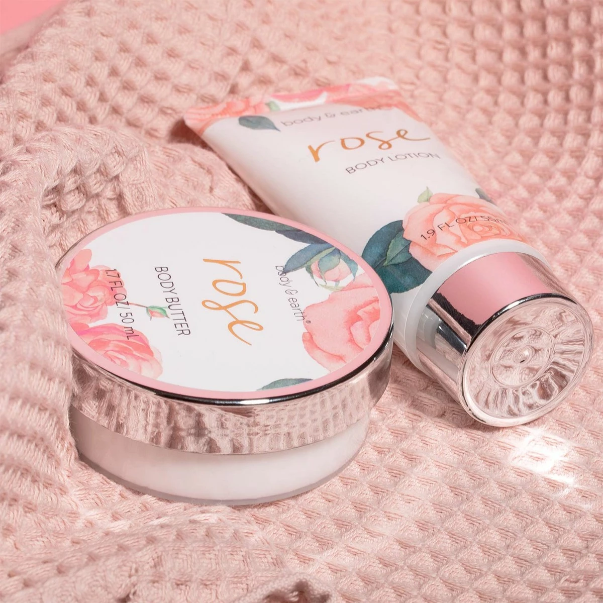 BODY & EARTH Bath Spa Gift Baskets For Women - Bath Sets For Women Gift Luxurious 5 Piece Rose Scented Spa Gift Set With Shower Gel, Body Butter, Hand Cream, Body Lotion,Valentines Gifts For Women 6 BODY & EARTH Bath Spa Gift Baskets For Women - Bath Sets For Women Gift Luxurious 5 Piece Rose Scented Spa Gift Set With Shower Gel, Body Butter, Hand Cream, Body Lotion,Valentines Gifts For Women - Image 4